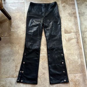 Revolve Line & Dot faux leather flare trousers